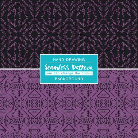 Purple backgrounds with seamless patterns. Ideal for printing onto fabric and paper or scrap booking. Vector illustrationのイラスト素材