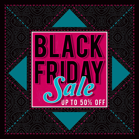Black friday sale banner on patterned background, vector illustrationのイラスト素材
