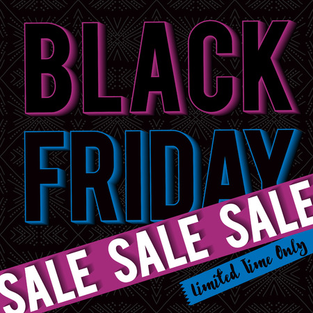 Black friday sale banner on patterned background, vector illustrationのイラスト素材