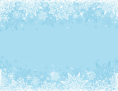 Blue background with  frame of snowflakes and stars,  vector illustrationのイラスト素材