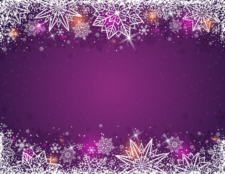 Purple background with  frame of snowflakes and stars,  vector illustrationのイラスト素材