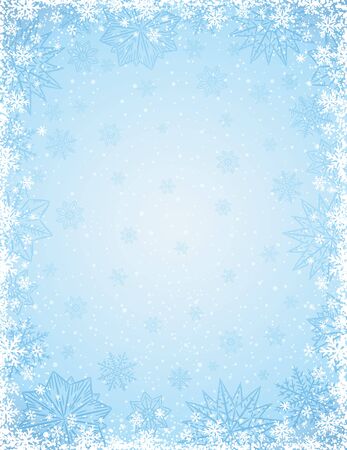 Blue background with  frame of snowflakes and stars,  vector illustrationのイラスト素材
