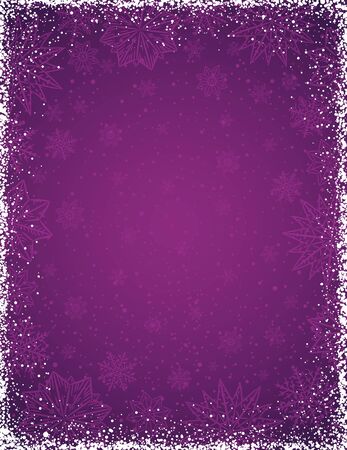 Purple background with  frame of snowflakes and stars,  vector illustrationのイラスト素材