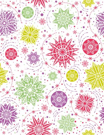 Christmas seamless pattern background with snowflakes and stars,  vector illustrationのイラスト素材