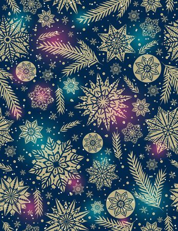 Christmas seamless pattern background with snowflakes and stars,  vector illustrationのイラスト素材