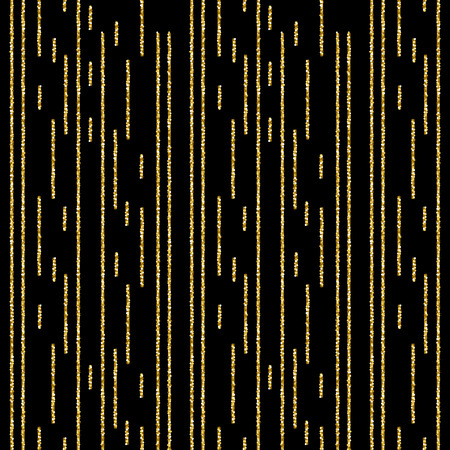 Golden glittering striped pattern over black background, vector illustrationのイラスト素材