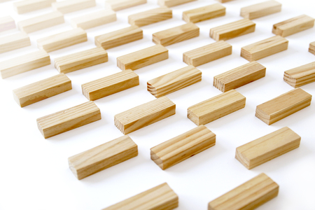Wooden rectangles arranged differently over a white background. Copy space.
Cover background template for the presentation, brochure, web, banner, catalog, poster, book, 
magazine の写真素材