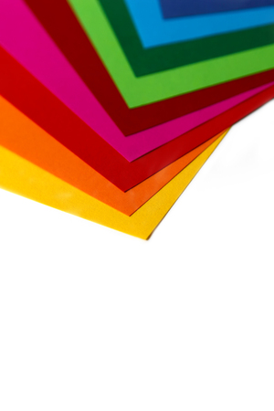 Geometric composition of several bright color sheets of paper. Suitable background for your design, presentation, brochure, web, banner, catalog, poster, book, magazine の写真素材