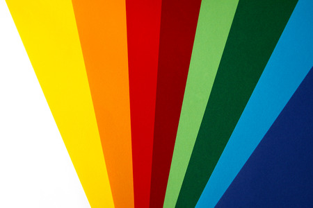 Geometric composition of several bright color sheets of paper. Suitable background for your design, presentation, brochure, web, banner, catalog, poster, book, magazine の写真素材