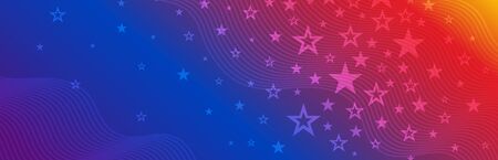 Web banner with elements of the American national flag, many stars. Decorative USA banner suitable for background, headers, posters, cards, website. Vector illustrationのイラスト素材
