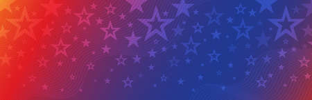 Web banner with elements of the American national flag, many stars. Decorative USA banner suitable for background, headers, posters, cards, website. Vector illustrationのイラスト素材