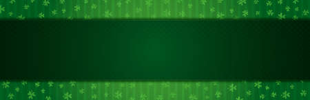 Green Patricks Day greeting banner with green clovers. Patrick's Day holiday design. Horizontal background, headers, posters, cards, website. Vector illustrationのイラスト素材