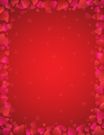 Valentines greetings background with frame of red  hearts. Valentines frame. Holiday background, banners, posters, cards, website. Vector illustrationのイラスト素材