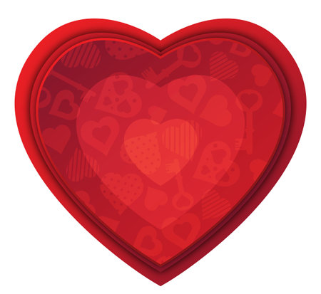 One large heart decorated with small hearts and a key. Vector illustration and PNGの写真素材