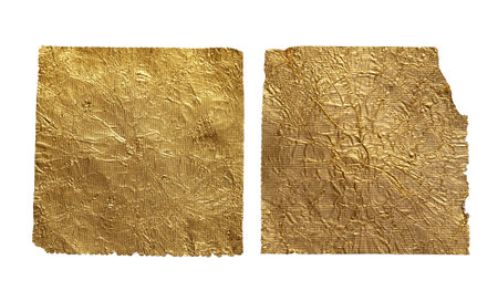 Gold crumpled texture background. Abstract banner with shine gold.  Flat lay design. Golden paper texture sheet abstract background, wrapping texture.の写真素材