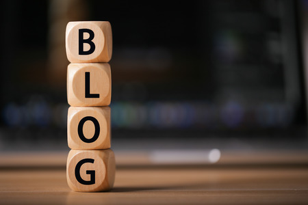 Close-up Shot of blog wooden blocks.の写真素材