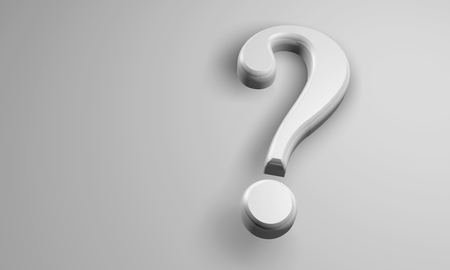 3d white question mark isolated on white background.の写真素材