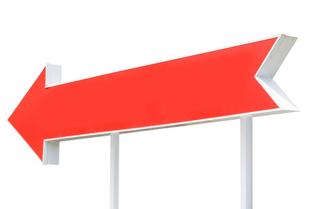 Red arrow sign isolated on white background.の写真素材