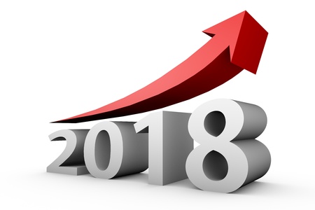 3D Year 2018 Growth isolated on white background.