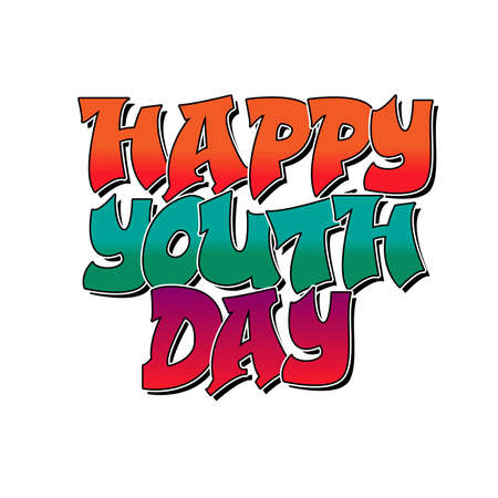 Happy Youth Day graffiti. Handwritten vector lettering for International Youth Day. Usable for card, poster or banner.のイラスト素材