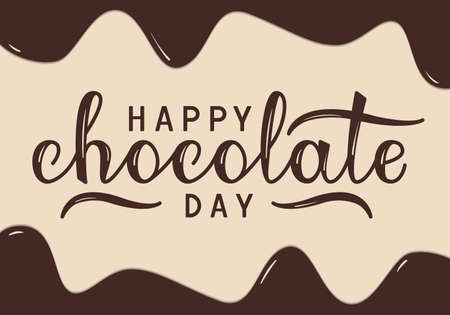 Happy chocolate day vector lettering. Greeting card for world chocolate day.のイラスト素材