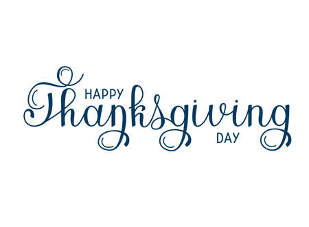 Happy thanksgiving day vector lettering. Greeting card for thanksgiving with calligraphy.のイラスト素材