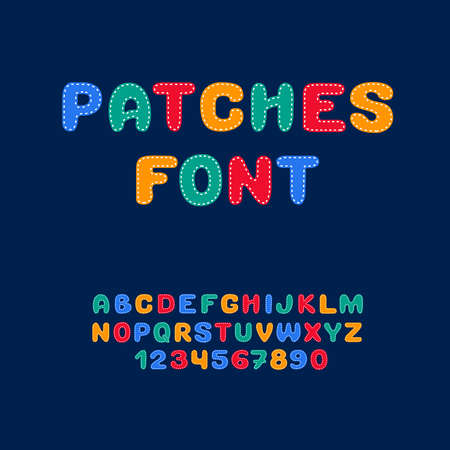 Patches font. English alphabet and numbers from 0 to 9.のイラスト素材