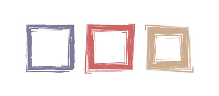 Square Old Grunge Frames. Dye Brushstroke Backdrops. Retro Paint Stain Backdrops.のイラスト素材