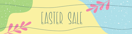 Easter Sale Banner Empty Template. Cute Spring Abstract Background Frame.のイラスト素材
