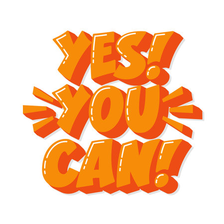Yes You Can This Motivational Quote. Inspirational Short Phrase. You Can Do This Vector Hand Lettering Slogan.のイラスト素材