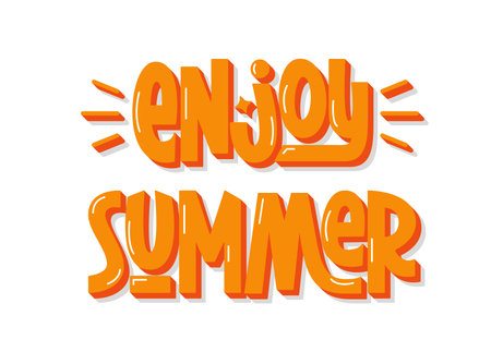 Enjoy Summer Text Quote. Bright Vector Hand Lettering of Summer Phrase.のイラスト素材