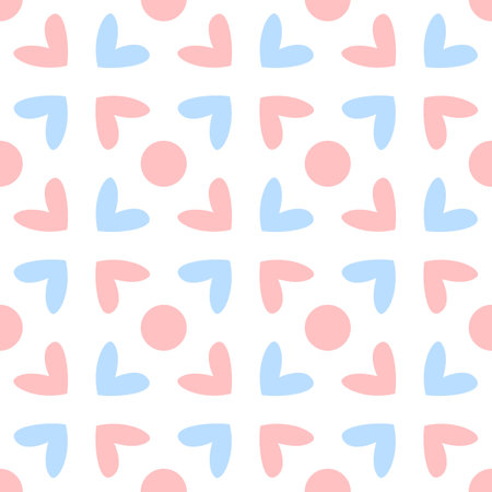 Geometric Abstract Seamless Pattern Pink and Blue. Vector Baby Background for Gender Reveal Party.のイラスト素材