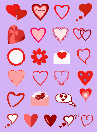 images of different hearts with a Declaration of loveのイラスト素材