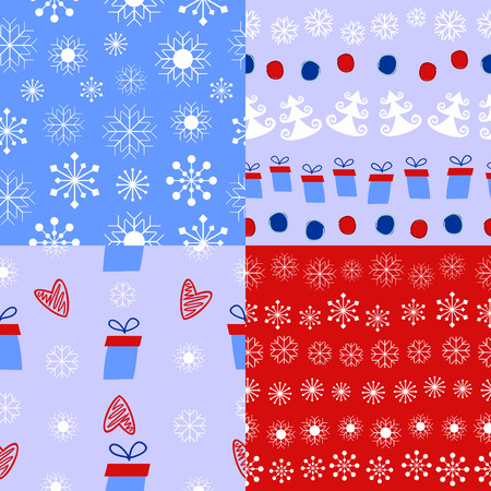4 types of Christmas and winter backgroundのイラスト素材