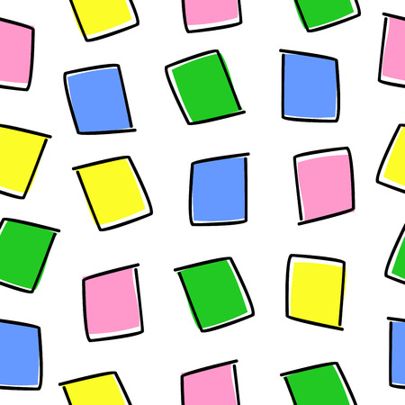pattern with colored squares outlined with black lines on a white backgroundのイラスト素材