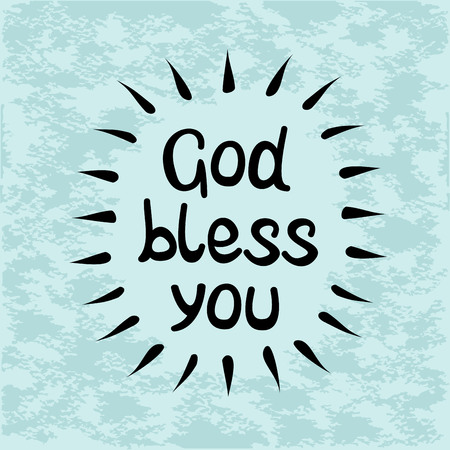 Bible lettering God bless you, handwritten on a blue backgroundのイラスト素材
