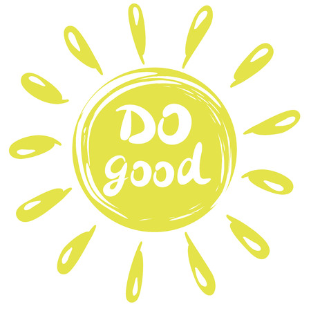 Hand lettering Do good, done in a circle with rays. Motivating poster. The Christian background.のイラスト素材