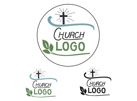 Church logo with cross and leaves. Biblical background. Christian poster. Iconのイラスト素材