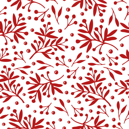 Seamless pattern with red plants on white backgroundsの写真素材