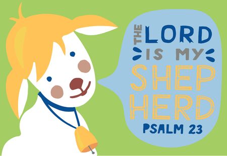 Hand lettering The Lord is my Shepherd . Biblical baby background. Christian poster. Scripture print. Motivational quote. Modern calligraphy. Psalm 23のイラスト素材