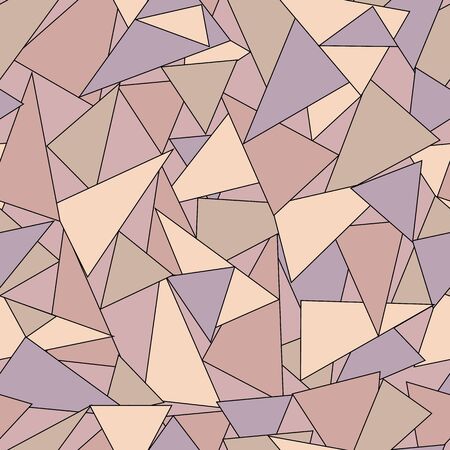 Colorful geometric abstract seamless pattern with violet, rose and brown triangles. Vector illustration.のイラスト素材