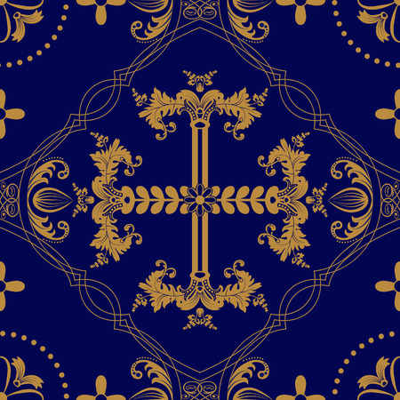 Classic orthodox seamless pattern. Classic orthodox background with decorative elementsのイラスト素材