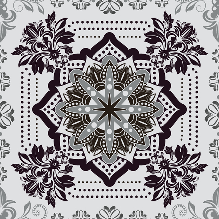 Floral ethnic background, ornamental wallpaper with decorative elementsのイラスト素材