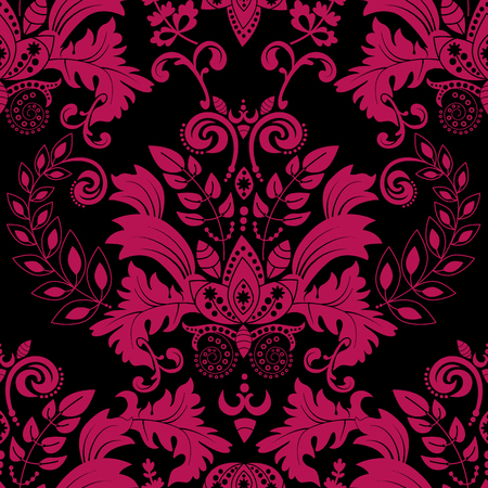 Vector seamless damask pattern, colorful rococo backgroundのイラスト素材