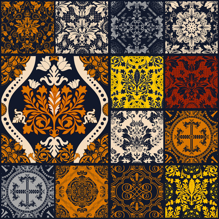 Seamless patchwork pattern ornaments. Can be used for wallpaper, pattern fills, web page background,surface textures.のイラスト素材