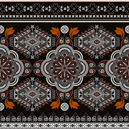 Striped seamless pattern. Colorful floral ornamental wallpaperのイラスト素材