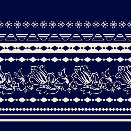 Lines Paisley seamless pattern. Decorative Paisley borderのイラスト素材