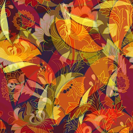 Light colorful seamless pattern. Colorful flowers elegant wallpaperのイラスト素材