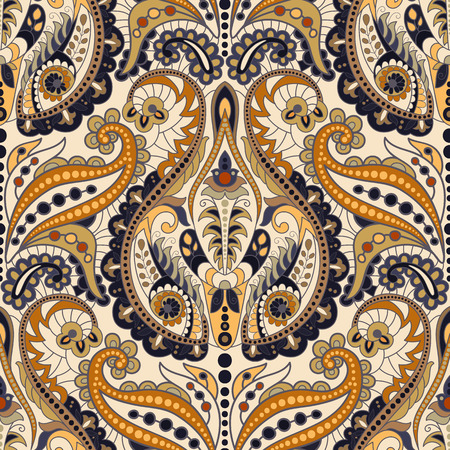 Seamless Paisley background, floral pattern. Colorful ornamental background. Indian ornamentのイラスト素材