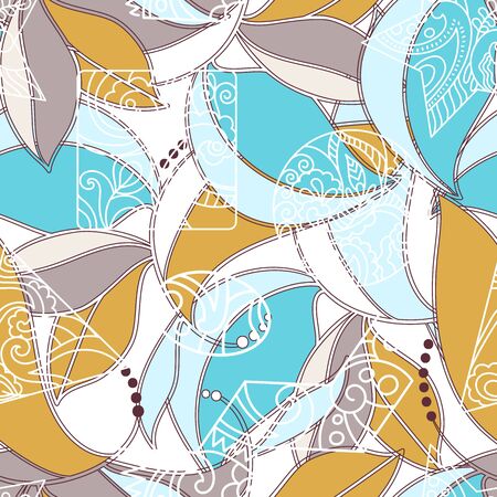 Light floral seamless pattern. Hand drawn backdrop. Colorful background. Pattern can be used for fabric, wallpaper or wrapping paper, webのイラスト素材